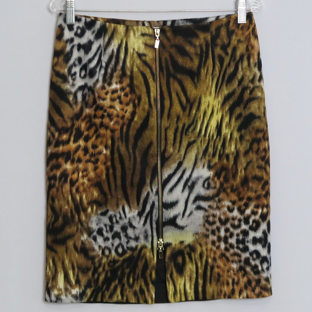 NWT French Twist Animal Print Zip Up-n-Down Skirt Size 4